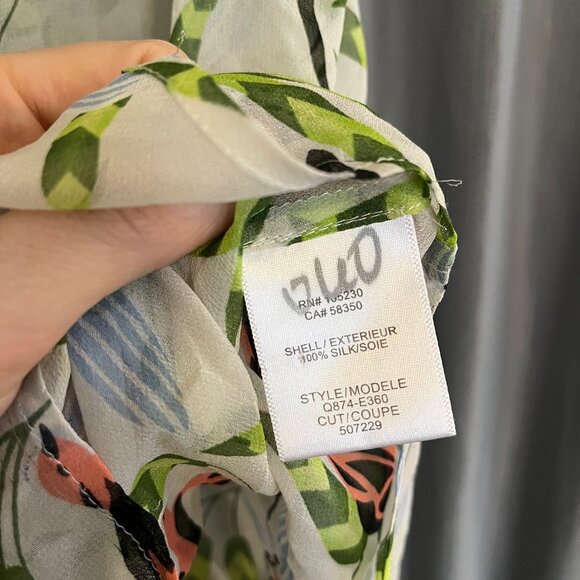 EQUIPMENT Femme Sheer Bird and Leaves Sleeveless Silk Top | L - Picture 6 of 6